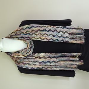 Chevron Zig Zag Fringe Soft Scarf Yellow Purple Multi
